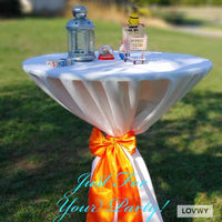 LOVWY Cocktail Table Cover LOVWY 2 FT / 2.5 FT White Cocktail Tablecloth + Orange Sash
