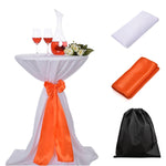 LOVWY Cocktail Table Cover LOVWY 2 FT / 2.5 FT White Cocktail Tablecloth + Orange Sash