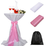 LOVWY Cocktail Table Cover LOVWY 2 FT / 2.5 FT White Cocktail Tablecloth + Pink Sash