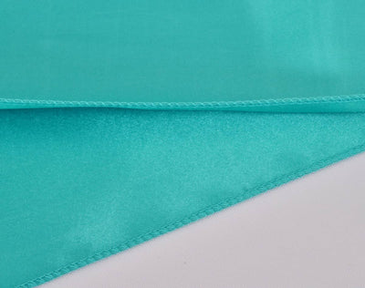 LOVWY 12 x 108-inch turquoise satin table runner overlock effect
