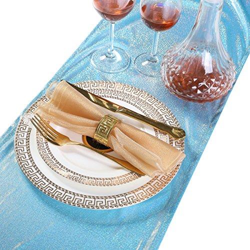 LOVWY 12"x108" Baby Blue Laser Table Runner