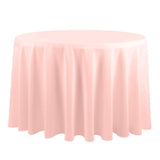 LOVWY 120 Inch Light Pink Round Polyester Tablecloth