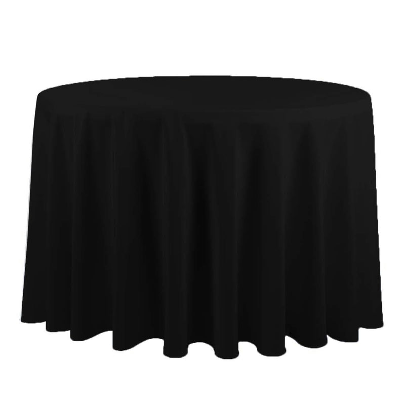 LOVWY 125 Inch Black Round Polyester Tablecloth
