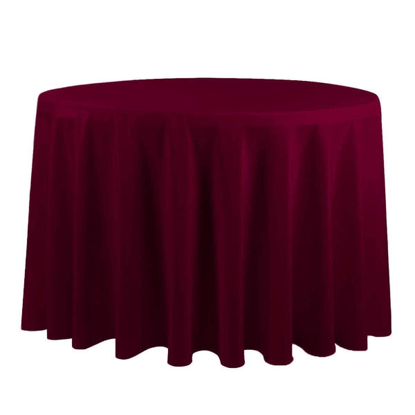 LOVWY 125 Inch Burgundy Round Polyester Tablecloth