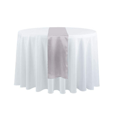 LOVWY 5 PCS 12" x 70" Silver Satin Table Runner