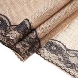 LOVWY Black Lace 12 x 108 Inch Burlap Table Runner