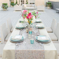 LOVWY Silver 12 x 108 inch Sequin Table Runner