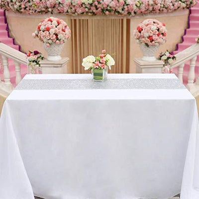 LOVWY Silver 12 x 108 inch Sequin Table Runner