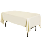 LOVWY Polyester Tablecloth 58" x 102" Ivory Satin Tablecloth