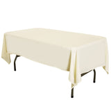 LOVWY Polyester Tablecloth 58" x 102" Ivory Satin Tablecloth