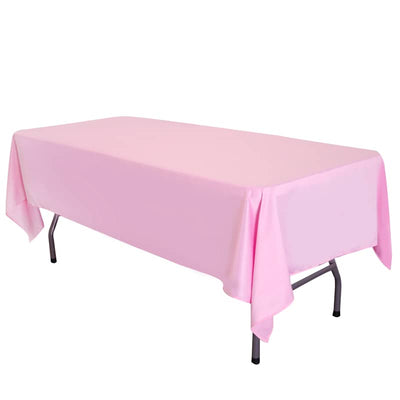 LOVWY Polyester Tablecloth 58" x 102" Pink Satin Tablecloth