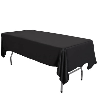 LOVWY Polyester Tablecloth 58" x 126" Black Satin Tablecloth