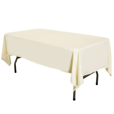 LOVWY Polyester Tablecloth 58" x 126" Ivory Satin Tablecloth