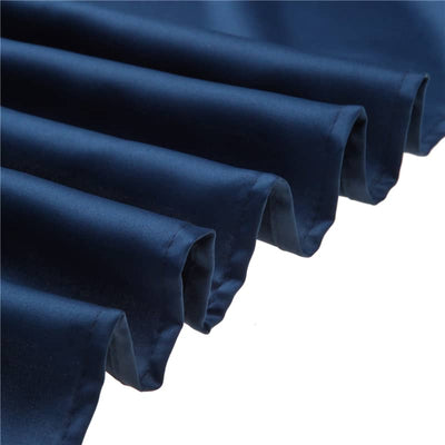 LOVWY Polyester Tablecloth 58" x 126" Navy Blue Satin Tablecloth