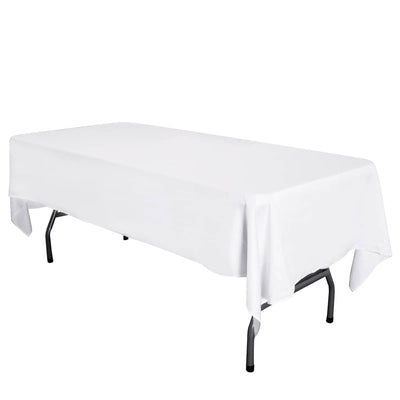 LOVWY Polyester Tablecloth 58" x 126" White Satin Tablecloth