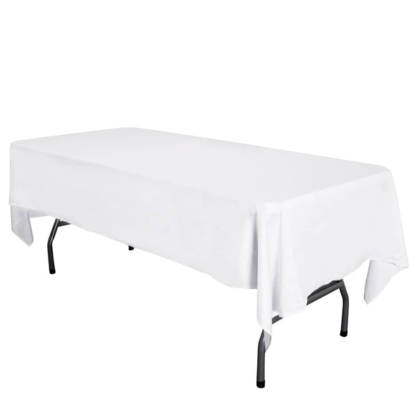 LOVWY Polyester Tablecloth 58" x 126" White Satin Tablecloth