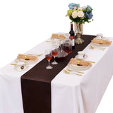 LOVWY 12 x 108-inch coffee satin table runner with a white tablecloth