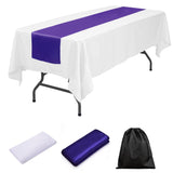 LOVWY tablecloth + runner 60" x 126" Polyester White Tablecloth + Satin Table Runner