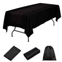 LOVWY tablecloth + runner Black 60" x 126" Polyester Black Tablecloth + Satin Table Runner