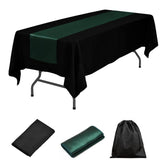 LOVWY tablecloth + runner Blackish Green 60" x 126" Polyester Black Tablecloth + Satin Table Runner
