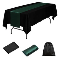 LOVWY tablecloth + runner Blackish Green LOVWY 60 x 102 Black Polyester Tablecloth + Black Table Runner