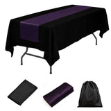 LOVWY tablecloth + runner Eggplant 60" x 126" Polyester Black Tablecloth + Satin Table Runner