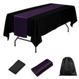 LOVWY tablecloth + runner Eggplant LOVWY 60 x 102 Black Polyester Tablecloth + Black Table Runner