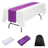 LOVWY tablecloth + runner Lavender 60" x 102" White Polyester Tablecloth + Table Runner