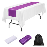 LOVWY tablecloth + runner Lavender 60" x 126" Polyester White Tablecloth + Satin Table Runner