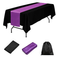 LOVWY tablecloth + runner Lavender LOVWY 60 x 102 Black Polyester Tablecloth + Black Table Runner