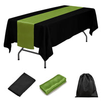 LOVWY tablecloth + runner Lime LOVWY 60 x 102 Black Polyester Tablecloth + Black Table Runner