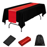 LOVWY tablecloth + runner LOVWY 60 x 102 Black Polyester Tablecloth + Black Table Runner