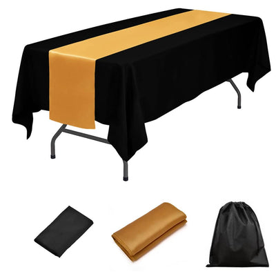 LOVWY tablecloth + runner LOVWY 60 x 102 Black Polyester Tablecloth + Black Table Runner