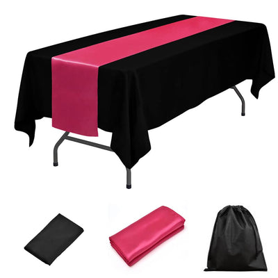 LOVWY tablecloth + runner LOVWY 60 x 102 Black Polyester Tablecloth + Black Table Runner