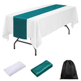 LOVWY tablecloth + runner Malachite Green 60" x 102" White Polyester Tablecloth + Table Runner