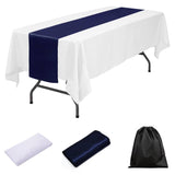 LOVWY tablecloth + runner Navy Blue 60" x 102" White Polyester Tablecloth + Table Runner
