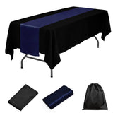 LOVWY tablecloth + runner Navy Blue LOVWY 60 x 102 Black Polyester Tablecloth + Black Table Runner