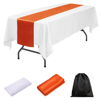 LOVWY tablecloth + runner Orange 60" x 102" White Polyester Tablecloth + Table Runner