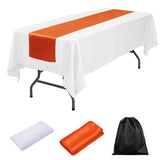 LOVWY tablecloth + runner Orange 60" x 126" Polyester White Tablecloth + Satin Table Runner