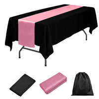 LOVWY tablecloth + runner Pink LOVWY 60 x 102 Black Polyester Tablecloth + Black Table Runner