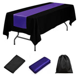 LOVWY tablecloth + runner Purple 60" x 126" Polyester Black Tablecloth + Satin Table Runner