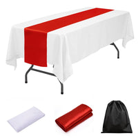 LOVWY tablecloth + runner Red 60" x 102" White Polyester Tablecloth + Table Runner