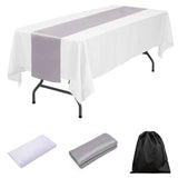 LOVWY tablecloth + runner Silver 60" x 102" White Polyester Tablecloth + Table Runner