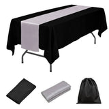 LOVWY tablecloth + runner Silver LOVWY 60 x 102 Black Polyester Tablecloth + Black Table Runner