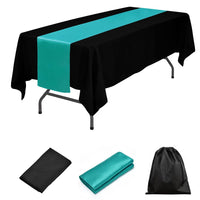 LOVWY tablecloth + runner Turquoise LOVWY 60 x 102 Black Polyester Tablecloth + Black Table Runner
