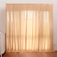 LOVWY Wedding Background Champagne 10ft x 10ft ICE SILK Sheer Voile Drape Panels with Rod Pockets