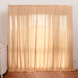 LOVWY Wedding Background Champagne 10ft x 10ft ICE SILK Sheer Voile Drape Panels with Rod Pockets