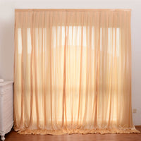 LOVWY Wedding Background Champagne 10ft x 10ft ICE SILK Sheer Voile Drape Panels with Rod Pockets