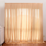 LOVWY Wedding Background Champagne 10ft x 10ft ICE SILK Sheer Voile Drape Panels with Rod Pockets